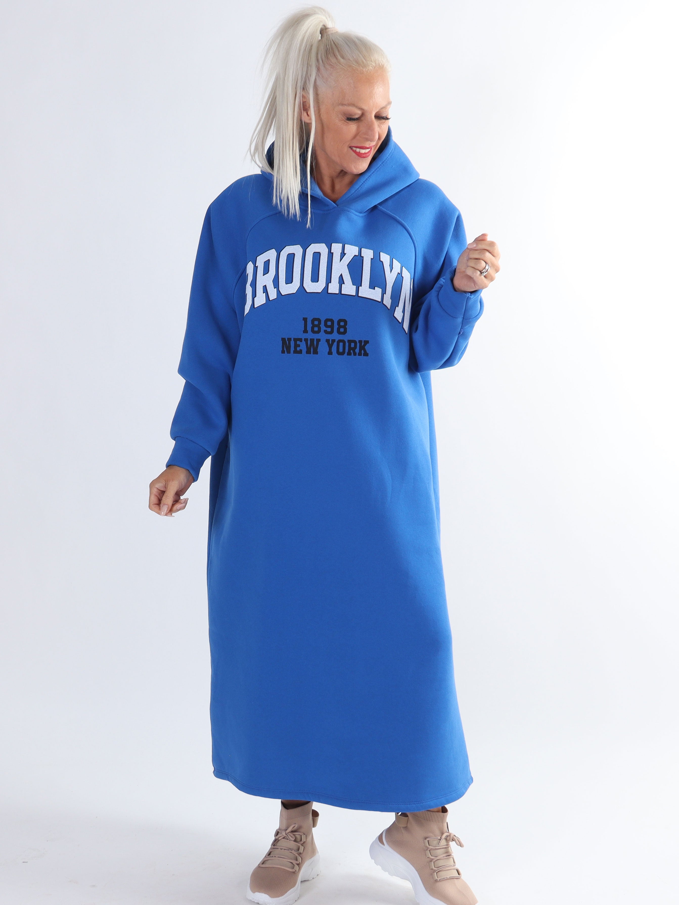 Angela - Lang plus size hoodiekjole i bomuld